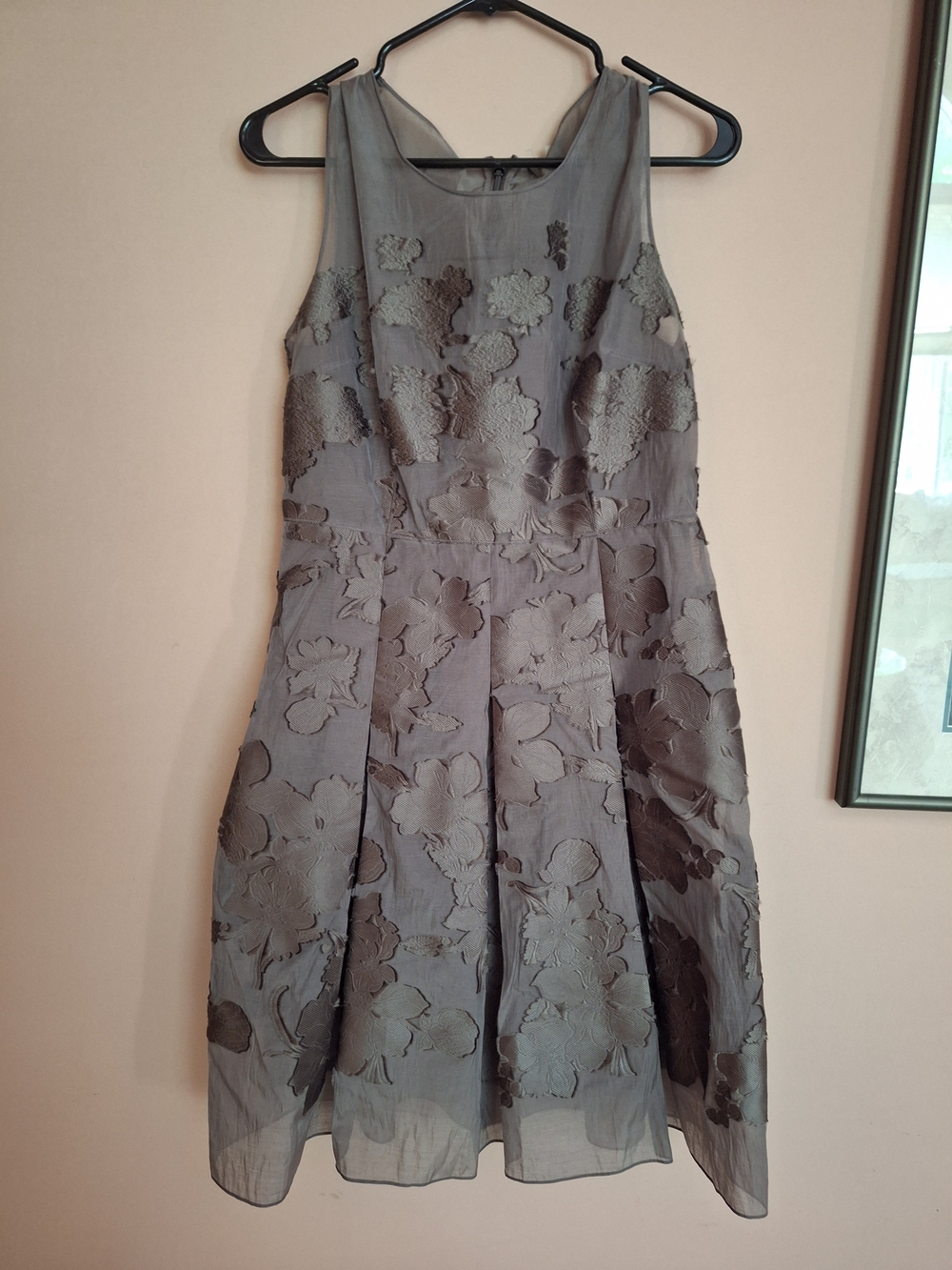 Elie Tahari Olive Floral Appliqué Midi Dress